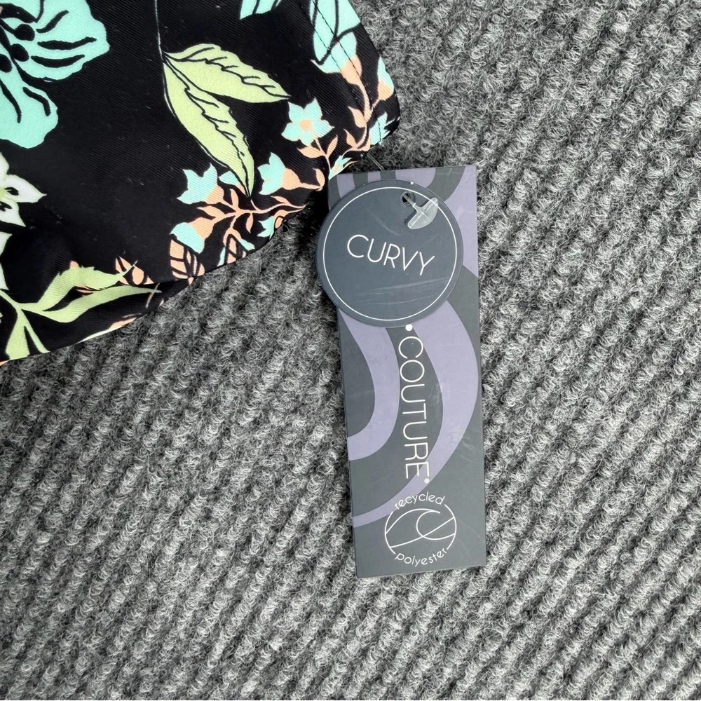 NWT Plus Size Floral Wrap‎ One Piece Swimsuit Ruffle Tummy Control 3X